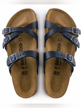 Birkenstock Franca Soft Footbed Blue Oiled Leather Sandals Size: 36 L5